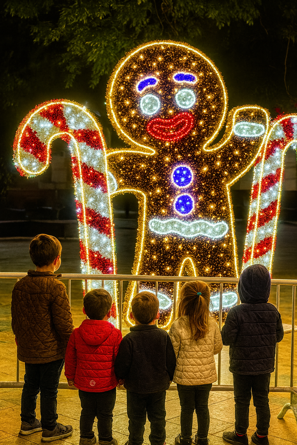 🍬 Galleta de Jengibre Gigante Iluminada – Atracción Segura para Espacios Públicos