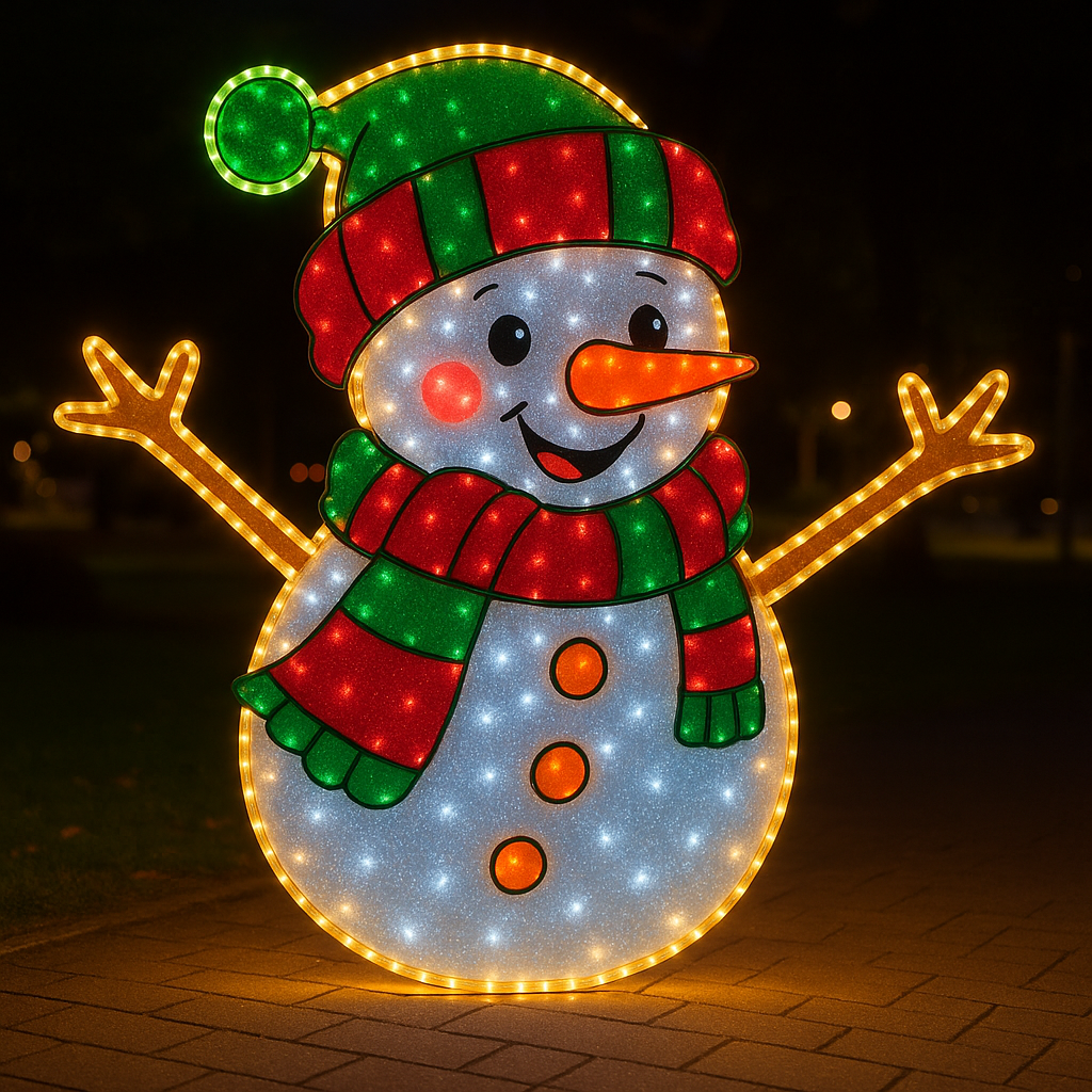 Muñeco de Nieve Iluminado LED 120x80 cm – Decoración Navideña para Parques