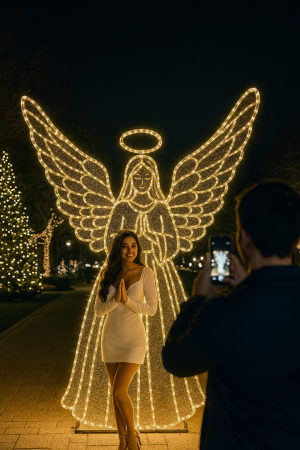 Ángel Navideño Monumental con Luces LED para Parques y Plazas