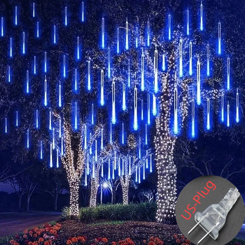 Guirnalda de luces solares para lluvia de meteoritos, luz impermeable para jardín, 8 tubos, árbol de Navidad, fiesta, boda, decoración navideña - Image 11