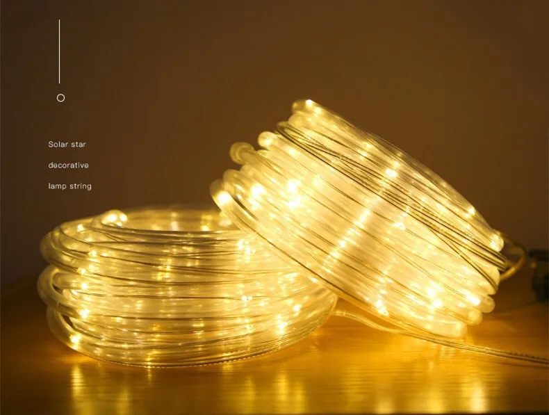 Tira de luces LED solares, tubo de cuerda, guirnalda de luces alimentada por energía Solar, decoración navideña para exteriores, jardín, césped, árbol, valla de patio - Image 14