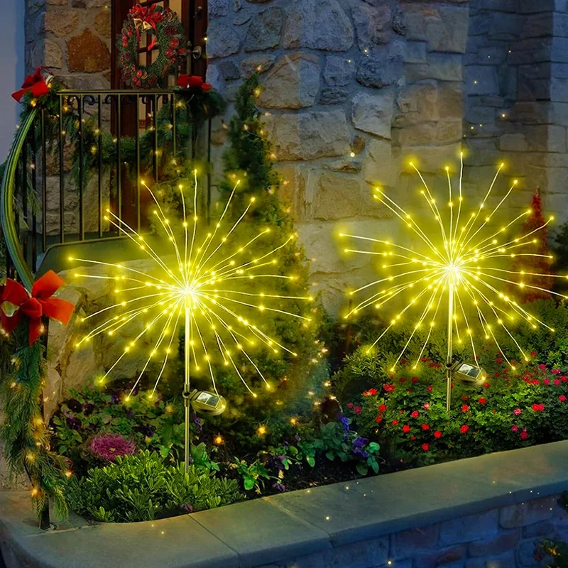 Luces solares de jardín decorativas para exteriores, luz LED de fuegos artificiales de Navidad, resistente al agua para Patio exterior, camino, césped - Image 12
