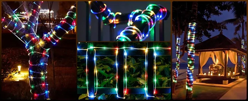 Tira de luces LED solares, tubo de cuerda, guirnalda de luces alimentada por energía Solar, decoración navideña para exteriores, jardín, césped, árbol, valla de patio - Image 17