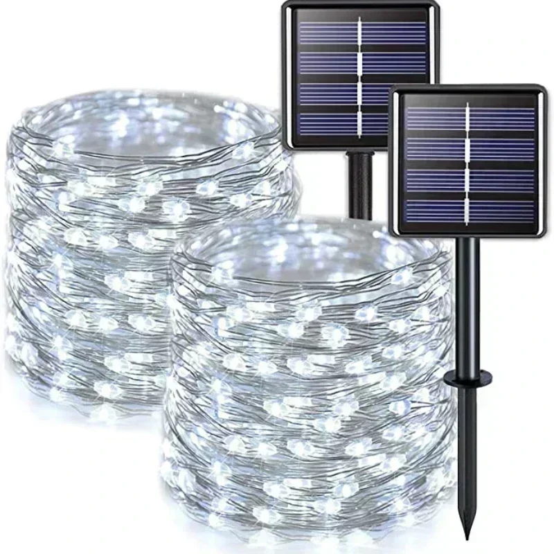 Guirnalda de luces Led solares de 7M/12M/22/32M, adorno para exteriores, guirnalda de luces Led impermeables, decoración de lámpara Solar para jardín y fiesta de Navidad - Image 13