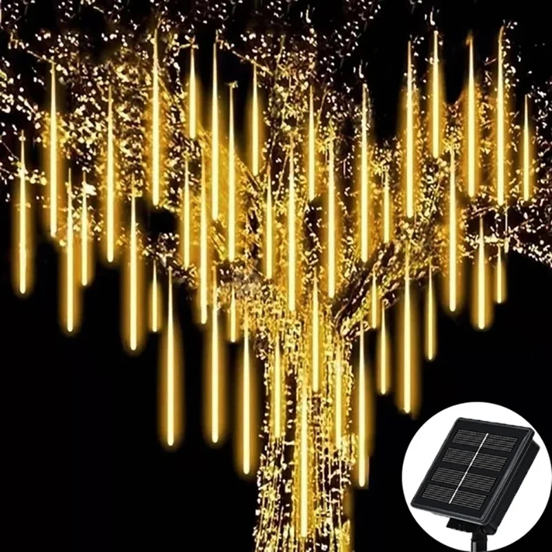 Guirnalda de luces solares para lluvia de meteoritos, luz impermeable para jardín, 8 tubos, árbol de Navidad, fiesta, boda, decoración navideña - Image 14