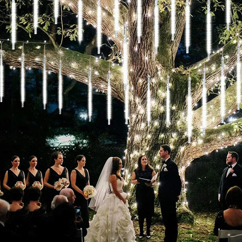 Guirnalda de luces solares para lluvia de meteoritos, luz impermeable para jardín, 8 tubos, árbol de Navidad, fiesta, boda, decoración navideña - Image 28