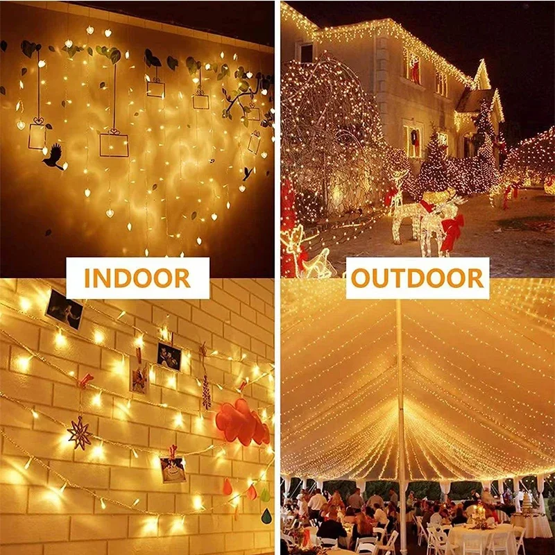 Guirnalda de luces LED de Navidad, guirnaldas de luces al aire libre para adorno, árbol, jardín, calle, boda, fiesta, decoración de Patio - Image 32