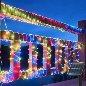 Tira de luces de cuerda Solar para exteriores, guirnaldas de luces LED impermeables, decoración navideña para jardín, césped, árbol, valla, decoración navideña