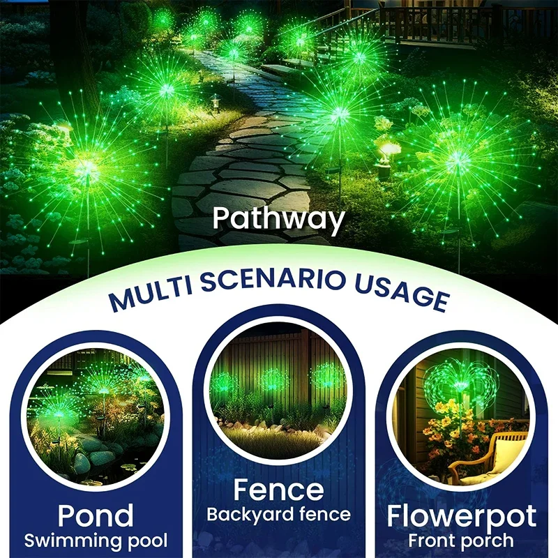 Luces solares de jardín decorativas para exteriores, luz LED de fuegos artificiales de Navidad, resistente al agua para Patio exterior, camino, césped - Image 3