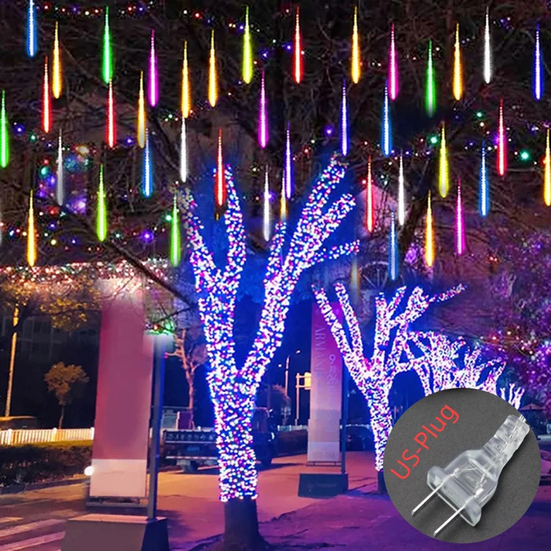 Guirnalda de luces solares para lluvia de meteoritos, luz impermeable para jardín, 8 tubos, árbol de Navidad, fiesta, boda, decoración navideña - Image 13