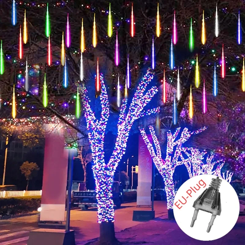 Guirnalda de luces solares para lluvia de meteoritos, luz impermeable para jardín, 8 tubos, árbol de Navidad, fiesta, boda, decoración navideña - Image 10