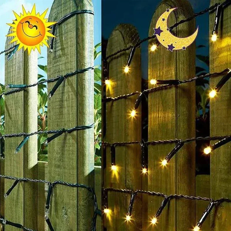 Guirnalda de luces alimentada por energía Solar para jardín, lámpara impermeable para exteriores, guirnalda de 6V para Navidad, fiesta navideña, decoración del hogar, 1 paquete - Image 2