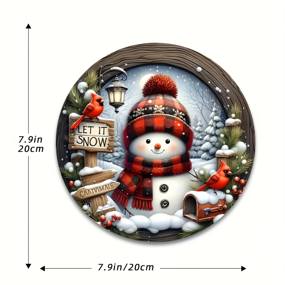 Decoración de corona navideña de madera con muñeco de nieve, adorno colgante para puerta de pared para vacaciones de invierno, decoración de puerta delantera del hogar - Image 11