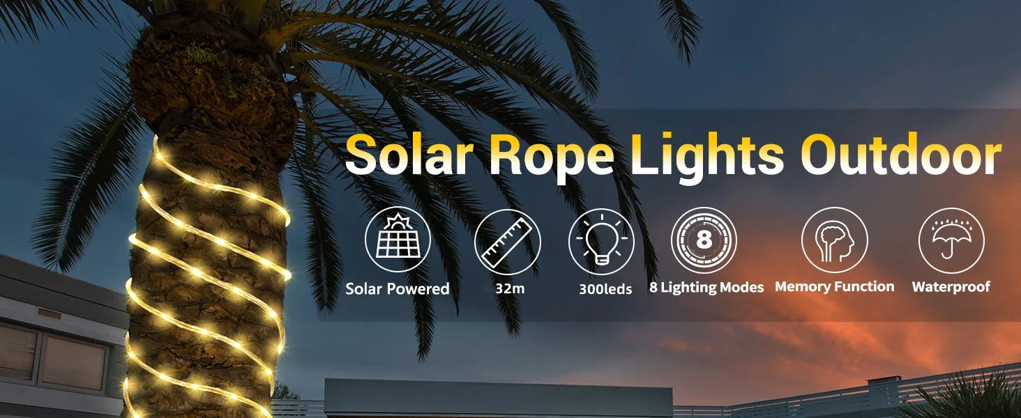 Tira de luces LED solares, tubo de cuerda, guirnalda de luces alimentada por energía Solar, decoración navideña para exteriores, jardín, césped, árbol, valla de patio - Image 11