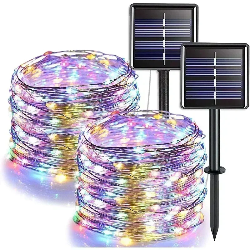 Guirnalda de luces Led solares de 7M/12M/22/32M, adorno para exteriores, guirnalda de luces Led impermeables, decoración de lámpara Solar para jardín y fiesta de Navidad - Image 3