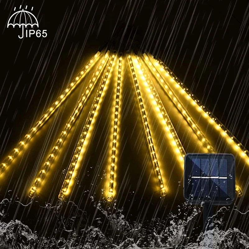 Guirnalda de luces solares para lluvia de meteoritos, luz impermeable para jardín, 8 tubos, árbol de Navidad, fiesta, boda, decoración navideña - Image 18