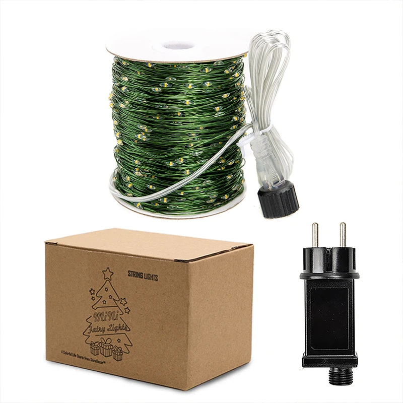 Guirnalda de luces LED navideñas con Cable verde, guirnalda impermeable para exteriores, fiesta de cumpleaños, decoración de jardín y habitación de Halloween - Image 5
