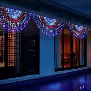 Guirnalda de luces con pantalla de pavo real, enchufe europeo/estadounidense, 3M, 300LED, red de malla impermeable para exteriores, guirnalda de decoración navideña para boda