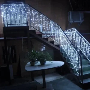 Guirnalda de luces LED con forma de carámbanos, guirnalda con enchufe europeo, camino de luz caída, boda, jardín, calle, decoración navideña y de Halloween al aire libre, 2025