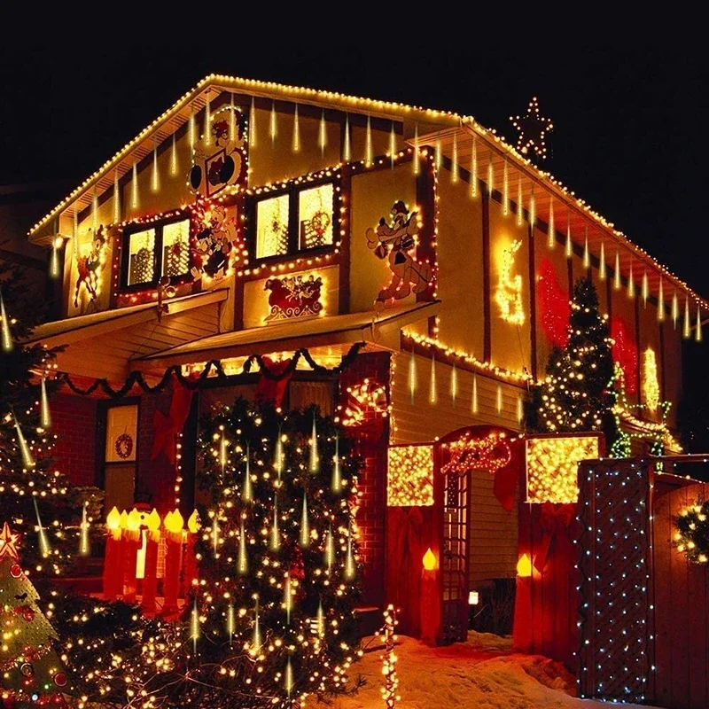 Guirnalda de luces solares para lluvia de meteoritos, luz impermeable para jardín, 8 tubos, árbol de Navidad, fiesta, boda, decoración navideña - Image 27
