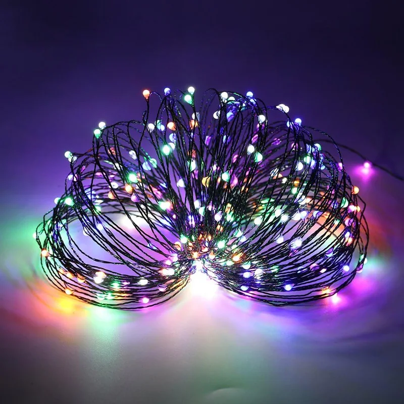 Guirnalda de luces LED navideñas con Cable verde, guirnalda impermeable para exteriores, fiesta de cumpleaños, decoración de jardín y habitación de Halloween - Image 8
