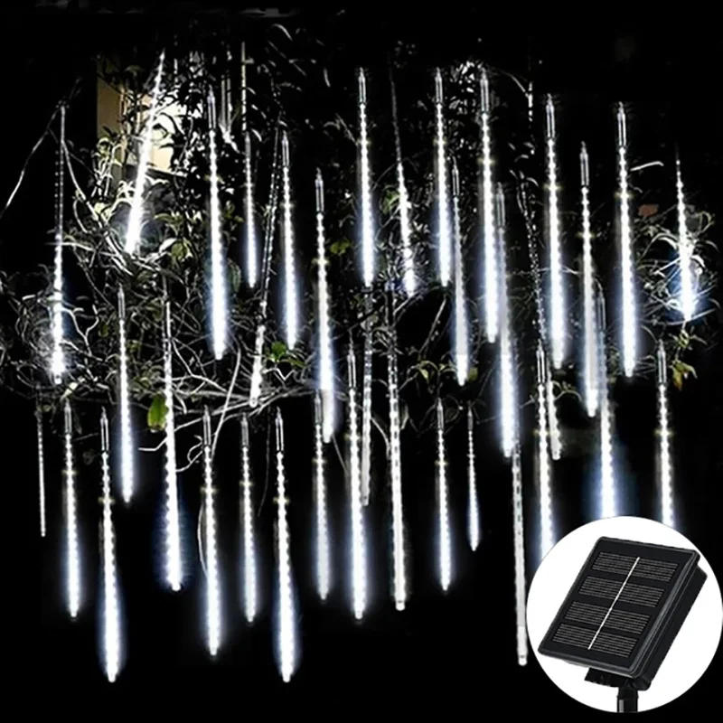 Guirnalda de luces solares para lluvia de meteoritos, luz impermeable para jardín, 8 tubos, árbol de Navidad, fiesta, boda, decoración navideña - Image 15