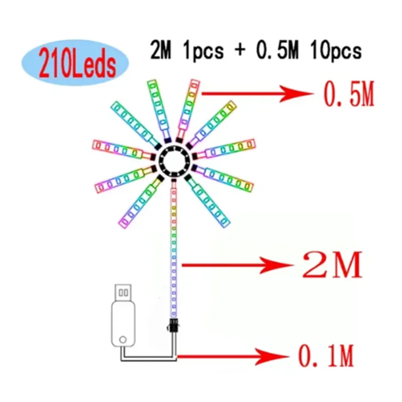 Tira de luces LED de fuegos artificiales RGB de 5V, Bluetooth, 24 teclas, Control remoto, USB, WS2812, lámpara inteligente que cambia de Color, sincronización de música, luces decorativas para el hogar - Image 12