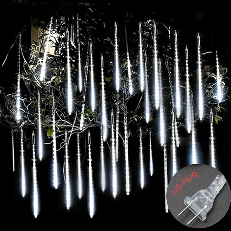 Guirnalda de luces solares para lluvia de meteoritos, luz impermeable para jardín, 8 tubos, árbol de Navidad, fiesta, boda, decoración navideña - Image 12
