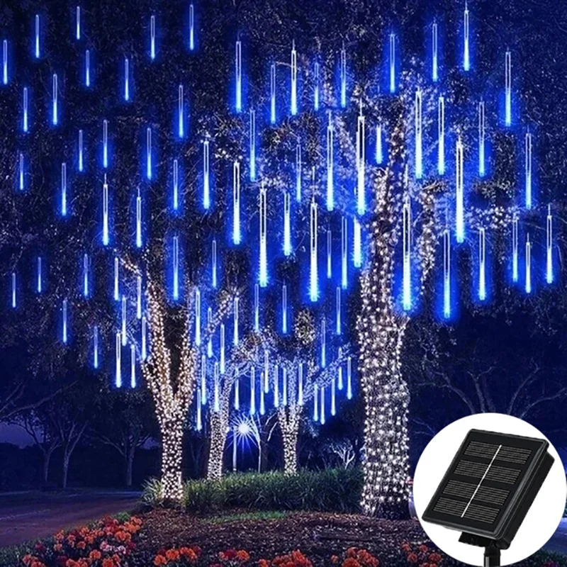 Guirnalda de luces solares para lluvia de meteoritos, luz impermeable para jardín, 8 tubos, árbol de Navidad, fiesta, boda, decoración navideña - Image 2