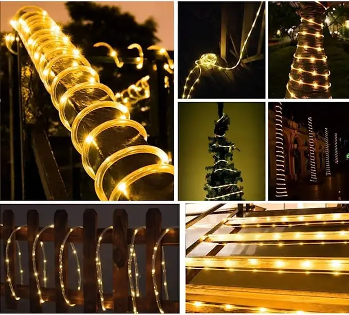 Tira de luces LED solares, tubo de cuerda, guirnalda de luces alimentada por energía Solar, decoración navideña para exteriores, jardín, césped, árbol, valla de patio - Image 16