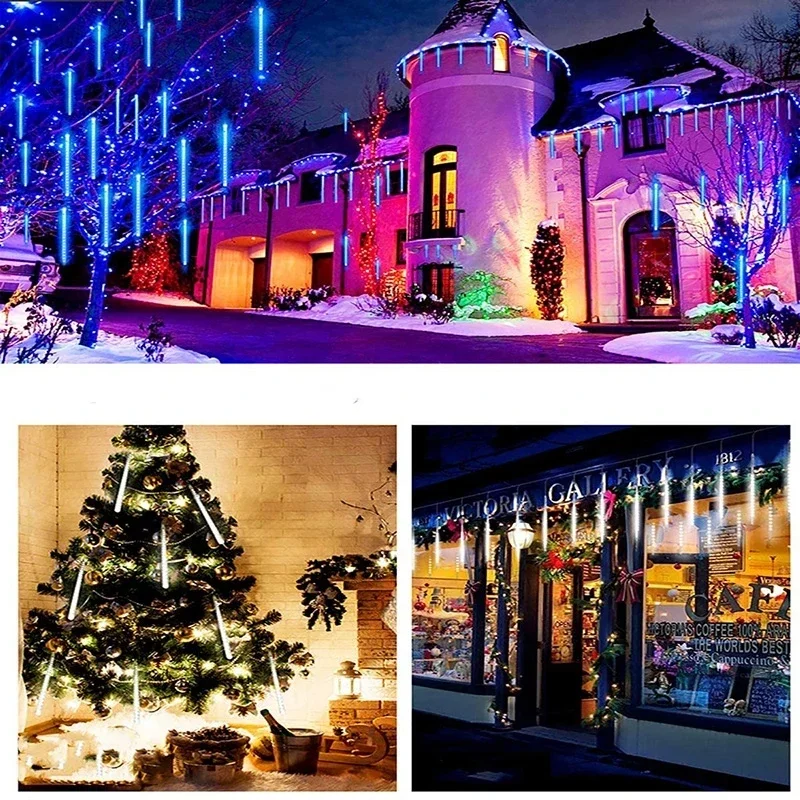 Guirnalda de luces solares para lluvia de meteoritos, luz impermeable para jardín, 8 tubos, árbol de Navidad, fiesta, boda, decoración navideña - Image 31