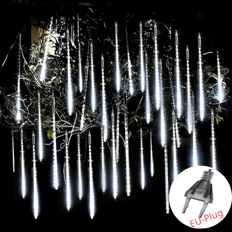 Guirnalda de luces solares para lluvia de meteoritos, luz impermeable para jardín, 8 tubos, árbol de Navidad, fiesta, boda, decoración navideña - Image 8