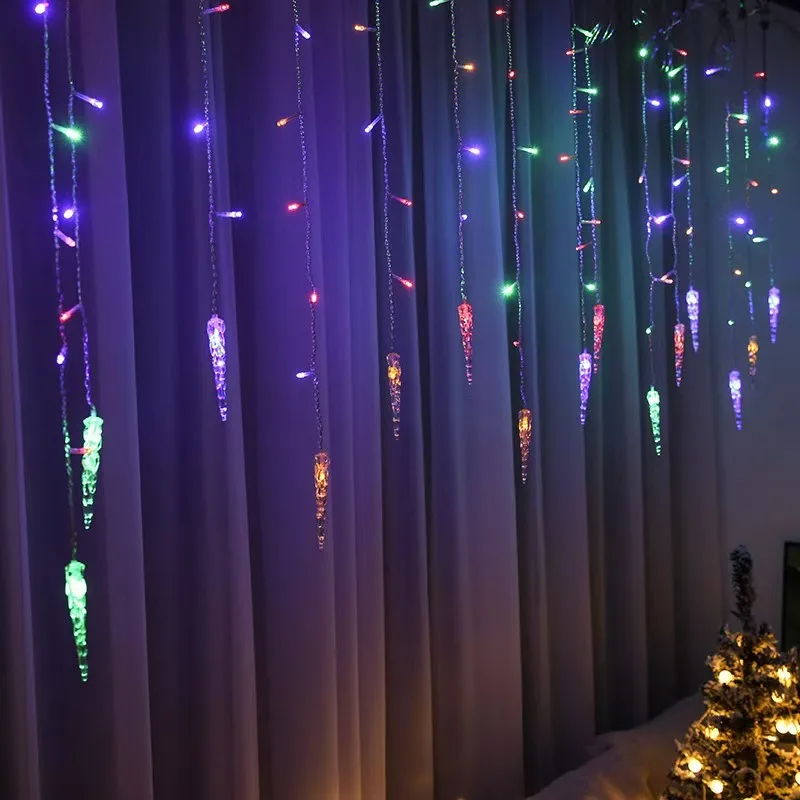 Luces navideñas de carámbanos con energía solar y 8 modos de iluminación, gotas de hielo colgantes para aleros al aire libre y decoración navideña de jardín - Image 5