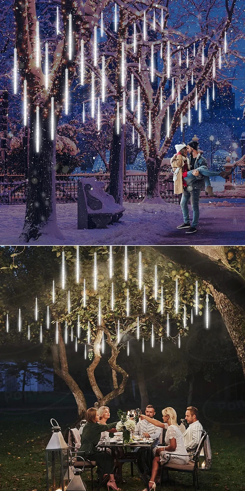 Guirnalda de luces solares para lluvia de meteoritos, luz impermeable para jardín, 8 tubos, árbol de Navidad, fiesta, boda, decoración navideña - Image 19