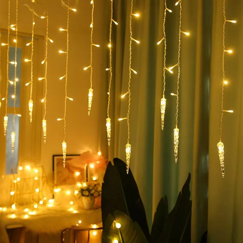 Luces navideñas de carámbanos con energía solar y 8 modos de iluminación, gotas de hielo colgantes para aleros al aire libre y decoración navideña de jardín - Image 4