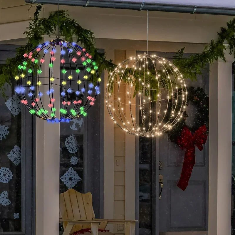 Esfera iluminada para decoración navideña, marco de iluminación LED con bola brillante, luces de bola grandes, luces de hadas para decoración de porche y Patio - Image 4