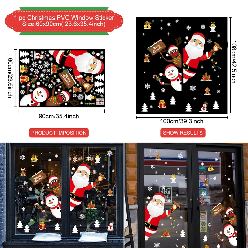 Pegatinas navideñas para ventana, adornos navideños para el hogar, pegatina navideña para pared, decoración de Año Nuevo para habitación de niños 2025, 2026 - Image 25