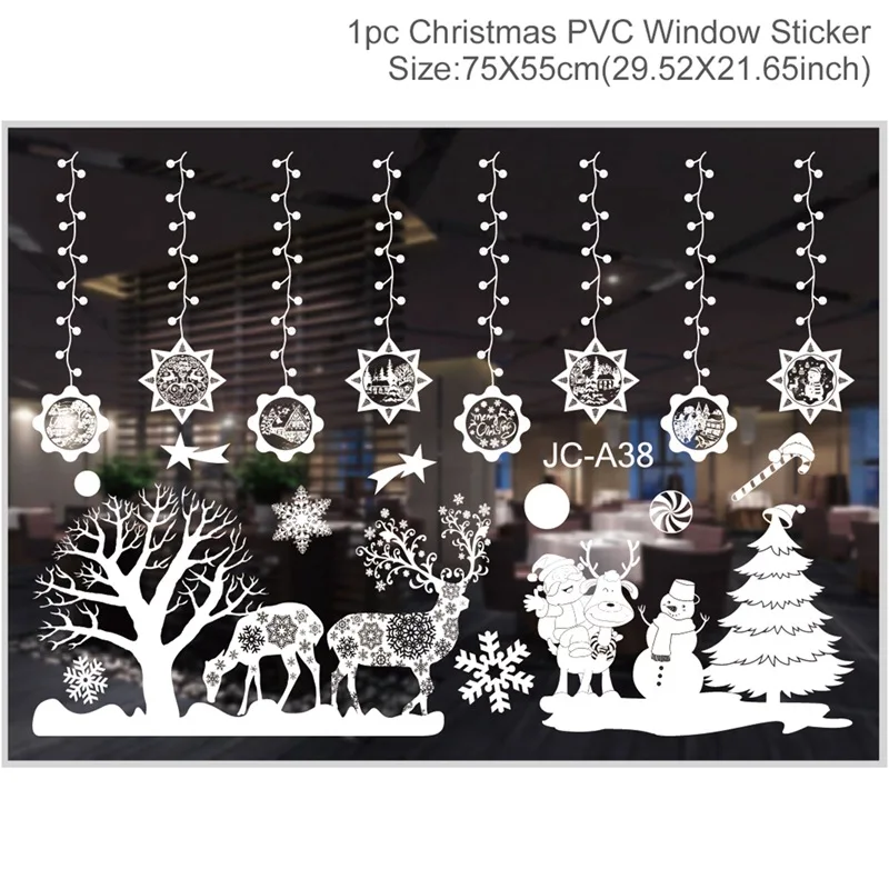 Pegatinas navideñas para ventana, adornos navideños para el hogar, pegatina navideña para pared, decoración de Año Nuevo para habitación de niños 2025, 2026 - Image 9