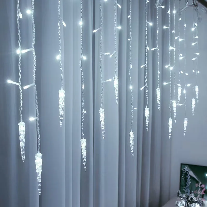 Luces navideñas de carámbanos con energía solar y 8 modos de iluminación, gotas de hielo colgantes para aleros al aire libre y decoración navideña de jardín - Image 12