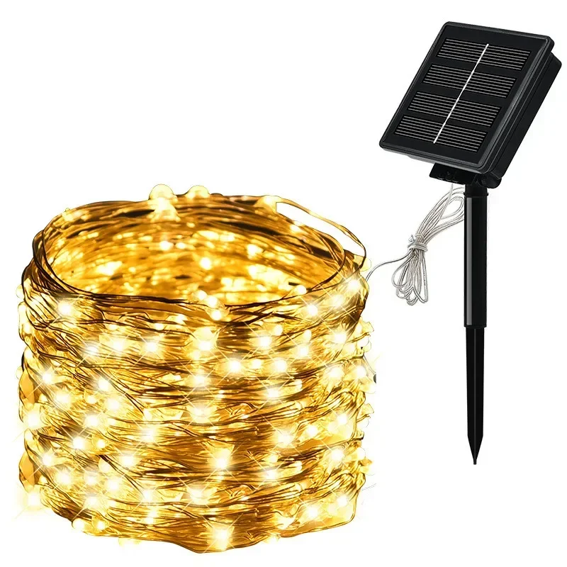 Guirnalda de luces Led solares de 7M/12M/22/32M, adorno para exteriores, guirnalda de luces Led impermeables, decoración de lámpara Solar para jardín y fiesta de Navidad - Image 9