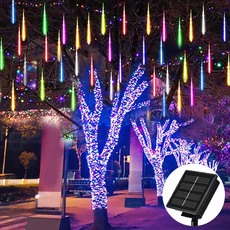 Guirnalda de luces solares para lluvia de meteoritos, luz impermeable para jardín, 8 tubos, árbol de Navidad, fiesta, boda, decoración navideña - Image 17