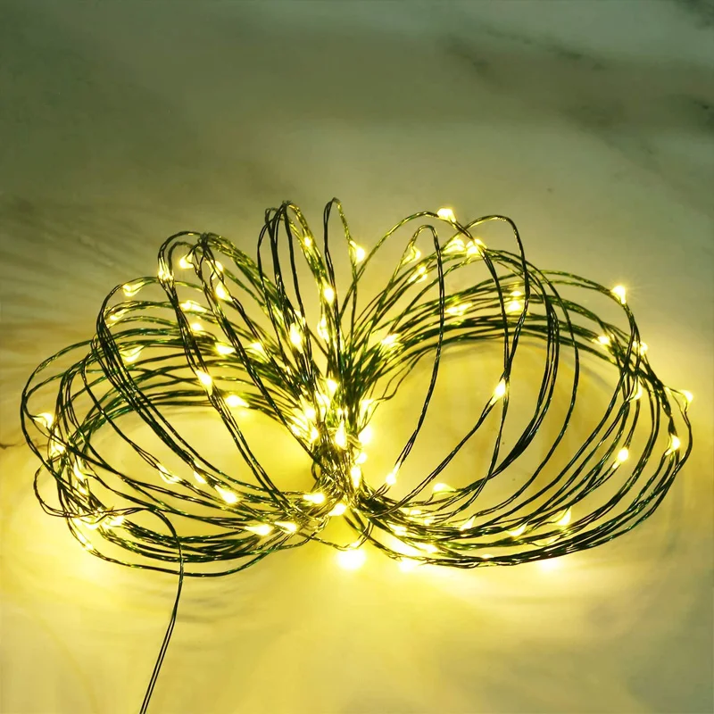 Guirnalda de luces LED navideñas con Cable verde, guirnalda impermeable para exteriores, fiesta de cumpleaños, decoración de jardín y habitación de Halloween - Image 14
