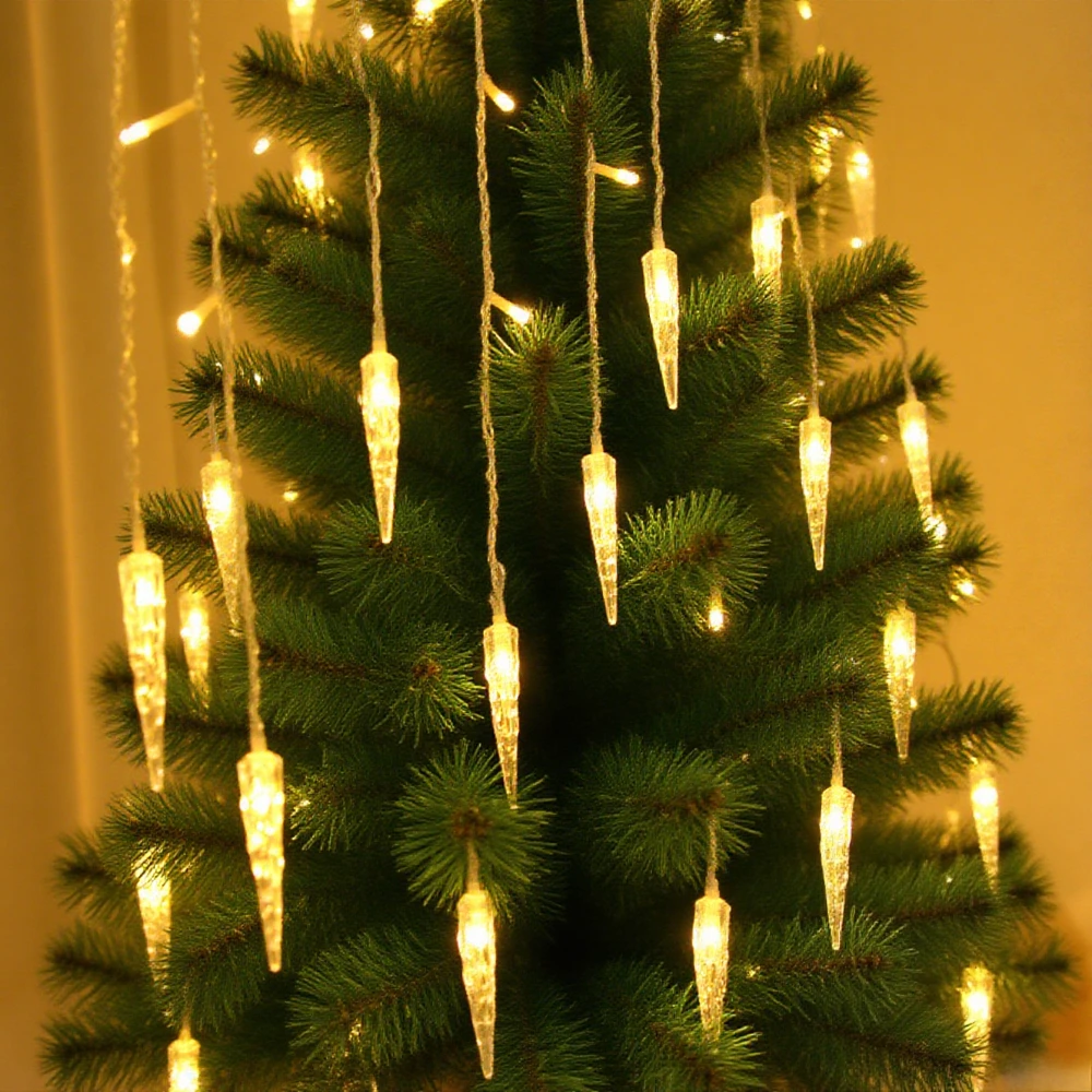 Luces navideñas de carámbanos con energía solar y 8 modos de iluminación, gotas de hielo colgantes para aleros al aire libre y decoración navideña de jardín - Image 13