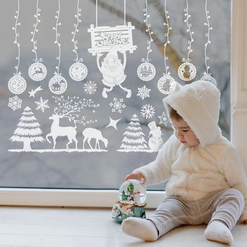 Pegatinas navideñas para ventana, adornos navideños para el hogar, pegatina navideña para pared, decoración de Año Nuevo para habitación de niños 2025, 2026 - Image 56