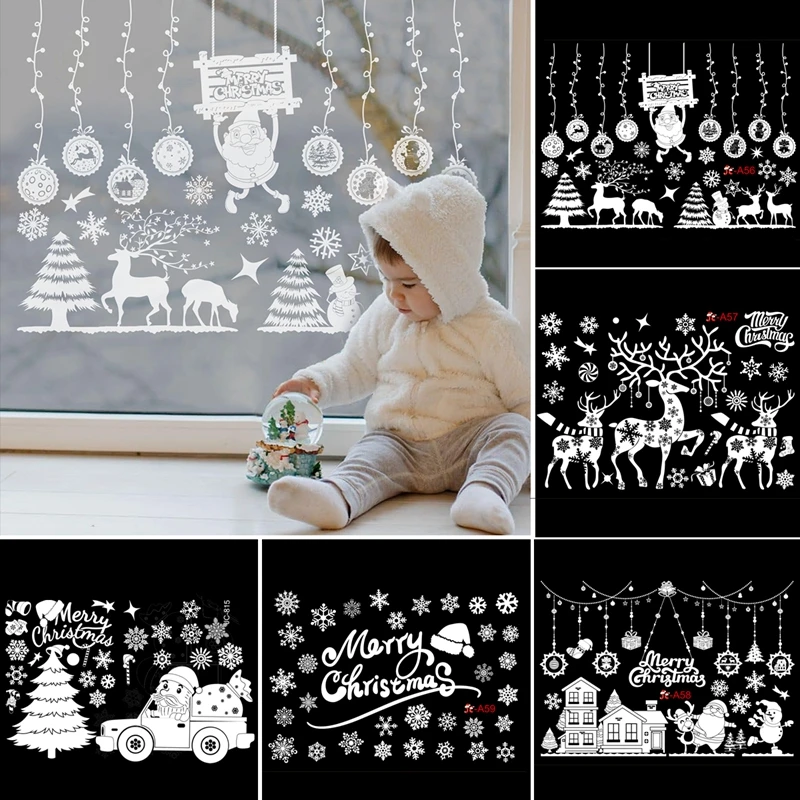 Pegatinas navideñas para ventana, adornos navideños para el hogar, pegatina navideña para pared, decoración de Año Nuevo para habitación de niños 2025, 2026 - Image 53