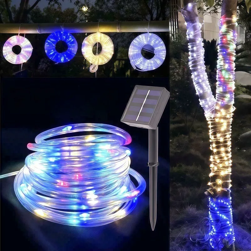 Tira de luces LED solares, tubo de cuerda, guirnalda de luces alimentada por energía Solar, decoración navideña para exteriores, jardín, césped, árbol, valla de patio - Image 21