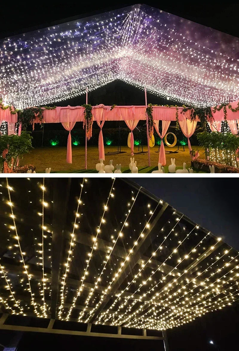 Guirnalda de luces LED de Navidad, guirnaldas de luces al aire libre para adorno, árbol, jardín, calle, boda, fiesta, decoración de Patio - Image 28