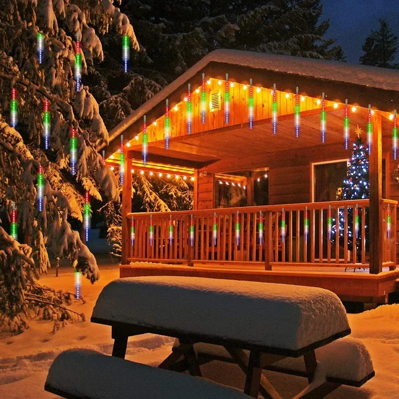 Guirnalda de luces solares para lluvia de meteoritos, luz impermeable para jardín, 8 tubos, árbol de Navidad, fiesta, boda, decoración navideña - Image 29