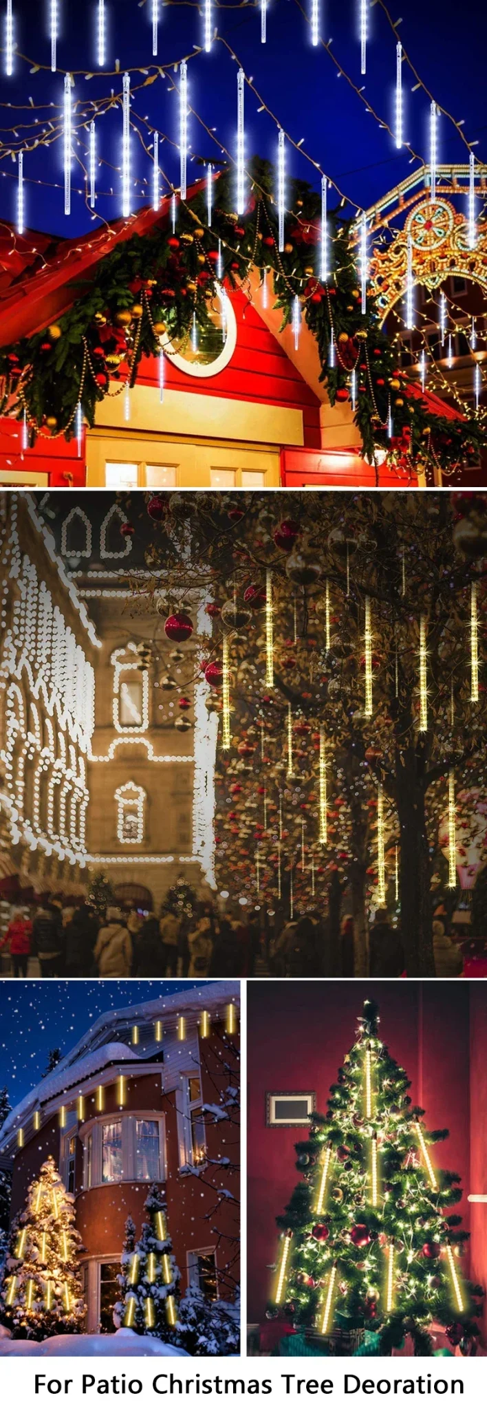 Guirnalda de luces solares para lluvia de meteoritos, luz impermeable para jardín, 8 tubos, árbol de Navidad, fiesta, boda, decoración navideña - Image 20