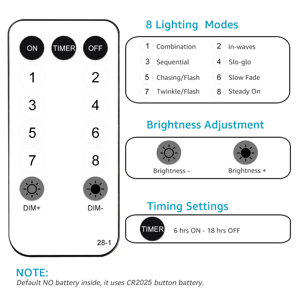 Tira de luces LED con control remoto, iluminación impermeable para exteriores, 8 modos, conectable, para fiesta en casa, boda, decoración de Navidad, 50M - Image 4
